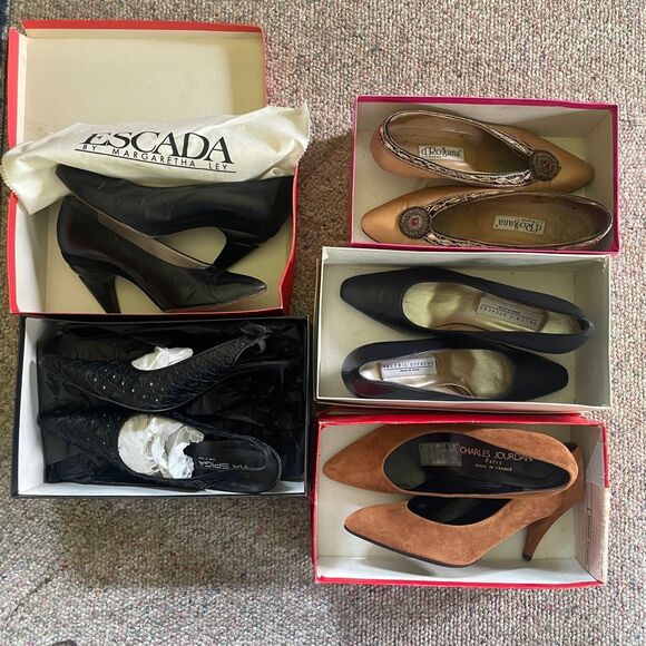 Vintage Pumps Lot Estate Sale Lot Escada Via Spiga Charles Jourdain - Picture 1 of 16